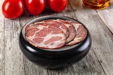 Italian Cured pork neck slices