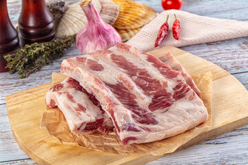 Raw pork ribs for cooking