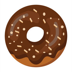 Chocolate Donut with White Sesame Topping Illustration
