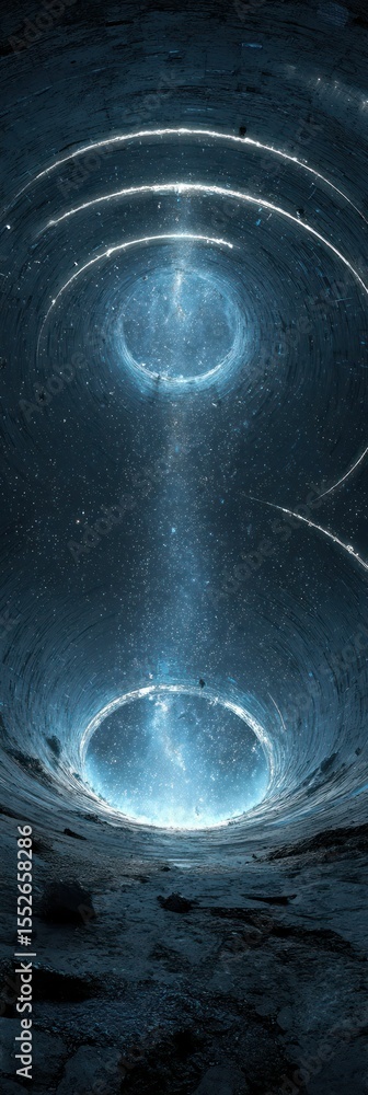 Aufkleber abstract aerial view of a futuristic tunnel with circular light and deep space effects