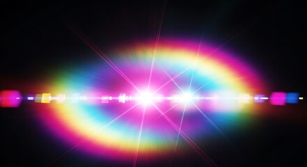 Colorful Rainbow Flare with Light on Black Background