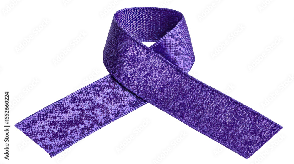 Poster purple ribbon isolated on transparent background with smooth texture and elegant look