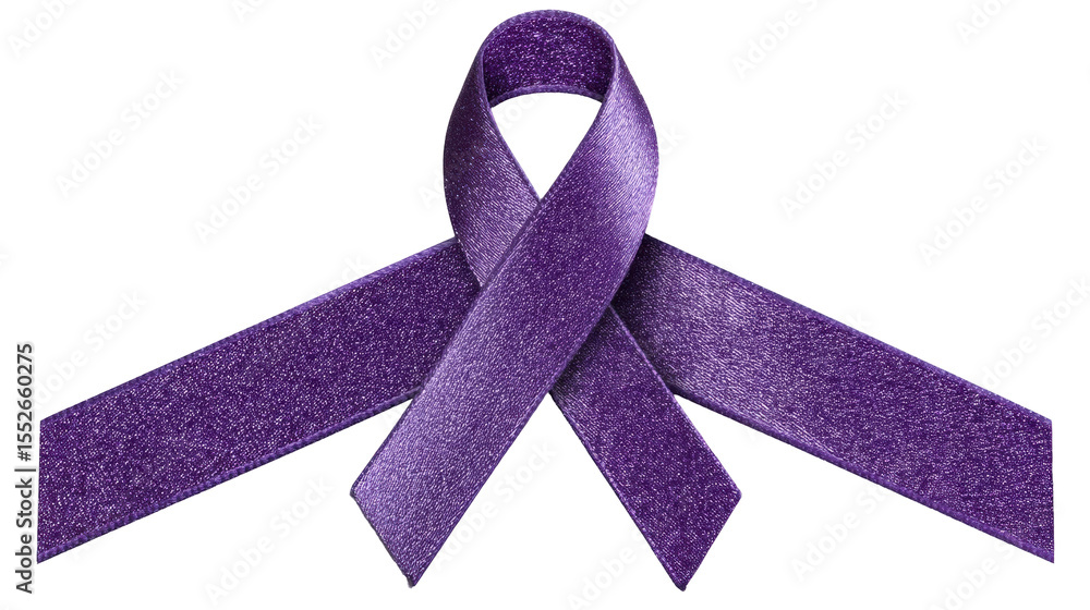 Poster purple ribbon isolated on transparent background with smooth texture and shiny surface