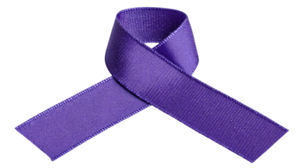 Purple ribbon isolated on transparent background with smooth texture and elegant look