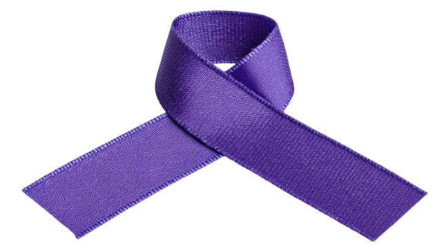 Purple ribbon isolated on transparent background with smooth texture and elegant look