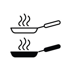 frying pan icon vector design concept silhouette and outline style