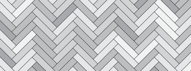 Herringbone pattern with gray tile design. Seamless floor texture. Repeated layout suitable for backgrounds and templates. Vector illustration.