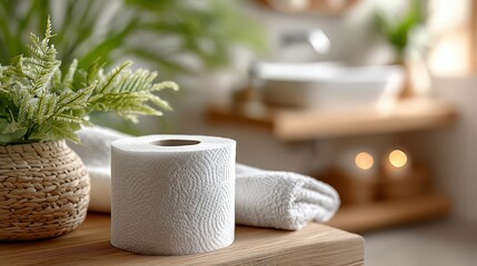 Ultra Realistic Close-Up of White Toilet Tissue Roll