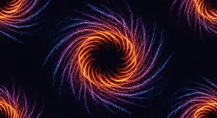 Abstract Spirals in Orange, Purple, and Blue