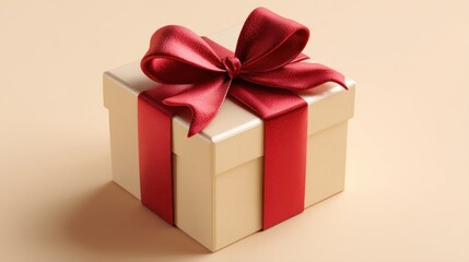 Obraz premium Elegant gift box with a vibrant red ribbon