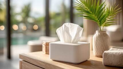 Elegant Matte White Tissue Box in Bright Interior