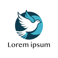 Peace Dove Logo in Flight within Blue Circle