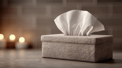 Ultra Realistic Close Up of White Tissue Box