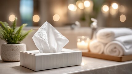 Ultra Realistic Close Up of Tissue Box and Decor