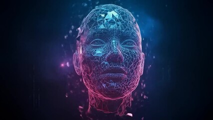 Digital Face Transformation: Abstract Polygonal Head Animation - Powered by Adobe
