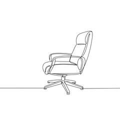 Modern swivel chair in minimalist line art style on white background  