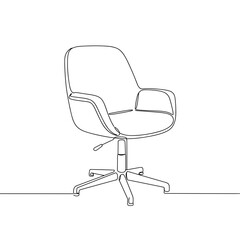 Modern office chair design in minimalist line art style  
