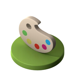 A colorful artist's palette on a green base, symbolizing creativity and art.