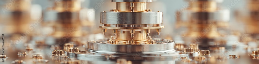 Aufkleber Futuristic Quantum Computing Core with Superconducting Components and Precision Gears on Lab Platform - Innovation and Breakthrough in Technology Progress