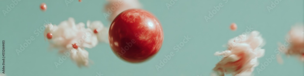 Aufkleber Quantum Atom Model Hovering Above Technological Surface with Digital Particles and Electronic Components for Advanced Science Research and Innovation