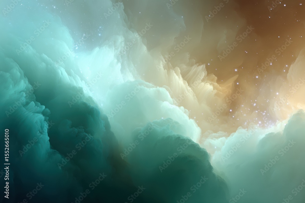 Poster Abstract Metaverse Space with Swirling Nebula Clouds and Starry Deep Space Background for Technology and Virtual Reality Innovation