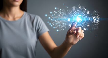 Cyber Security Shield Digital Technology Concept