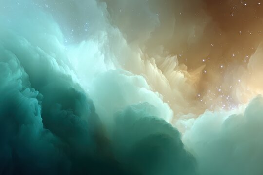 Abstract Metaverse Space with Swirling Nebula Clouds and Starry Deep Space Background for Technology and Virtual Reality Innovation