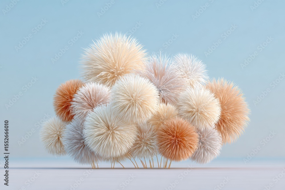 Poster modern abstract fireworks cluster in soft pastel tones with layered textures on transparent backgrou