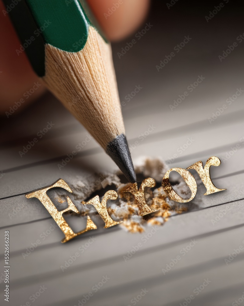 Poster Modern Minimalist Education Concept Showing Pencil Eraser Correcting Error on Lined Paper - Symbolizing Improvement and Growth for Learning