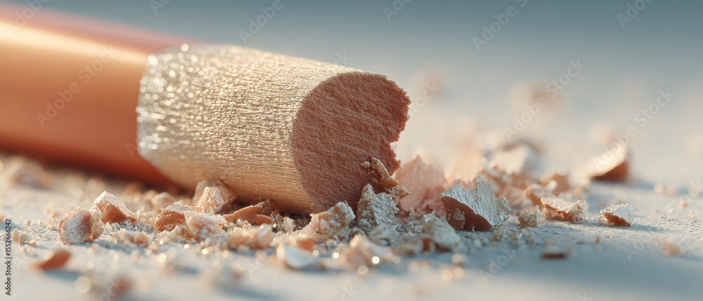Poster Closeup of pencil eraser correcting text with shavings on desktop, symbolizing error fixing and learning in modern educational and professional contexts
