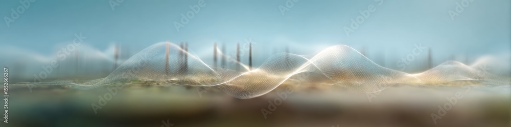 Aufkleber Quantum entanglement experimental setup with wave-like patterns over advanced lab instruments for cutting-edge tech research and quantum computing innovation