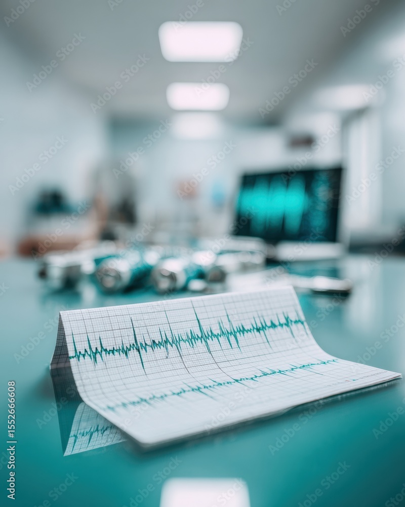 Aufkleber Modern Seismograph Monitoring Earthquake Waves on Graph Paper in Scientific Lab with Digital Data Display for Early Warning and Seismic Risk Management