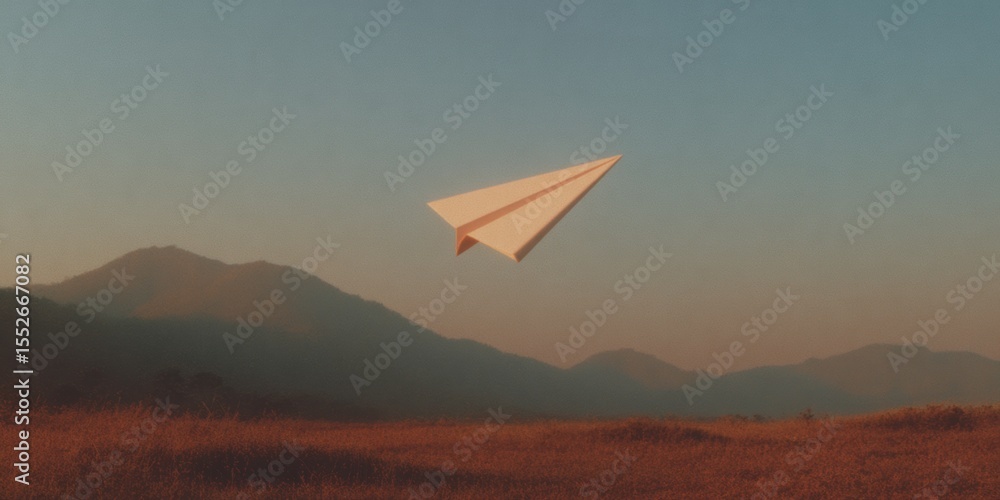 Poster Digital Innovation Paper Airplane in Flight with Sharp Geometric Lines and Motion Effects for Creative Strategy and Progress Campaigns