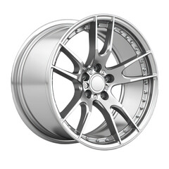 Obraz premium Silver alloy rim w/spokes against black background