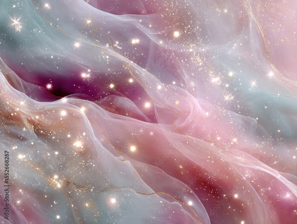 Poster ethereal cosmic network of glowing energy lines and stars in abstract space for futuristic branding 