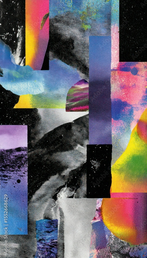 Poster abstract composition: harmonious blend of colors and textures in a modern aesthetic style