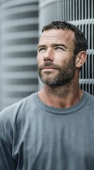 Fototapeta premium Skilled HVAC Technician Inspecting Outdoor Air Conditioning Unit for Energy Efficient Retrofit and Maintenance Service in Modern Commercial Building