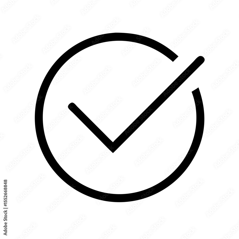 Poster a check mark inside a circle isolated on white background