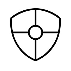 Naklejka premium A simple black outline of a shield isolated on white background