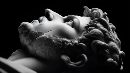 Monochromatic marble bust evoking classical antiquity and artistic expression