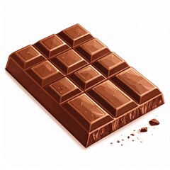 Brown Milk Chocolate Bar on White Background
