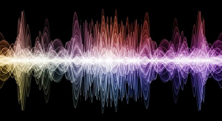 Abstract Colorful Sound Wave on Black Background