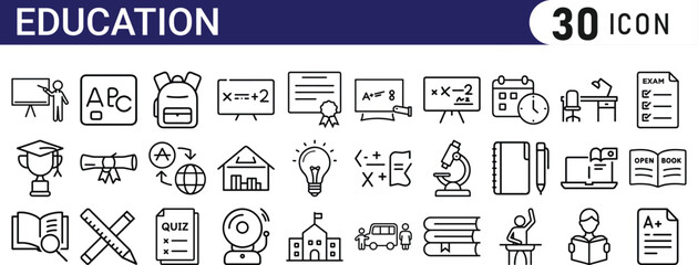 Education line icon set