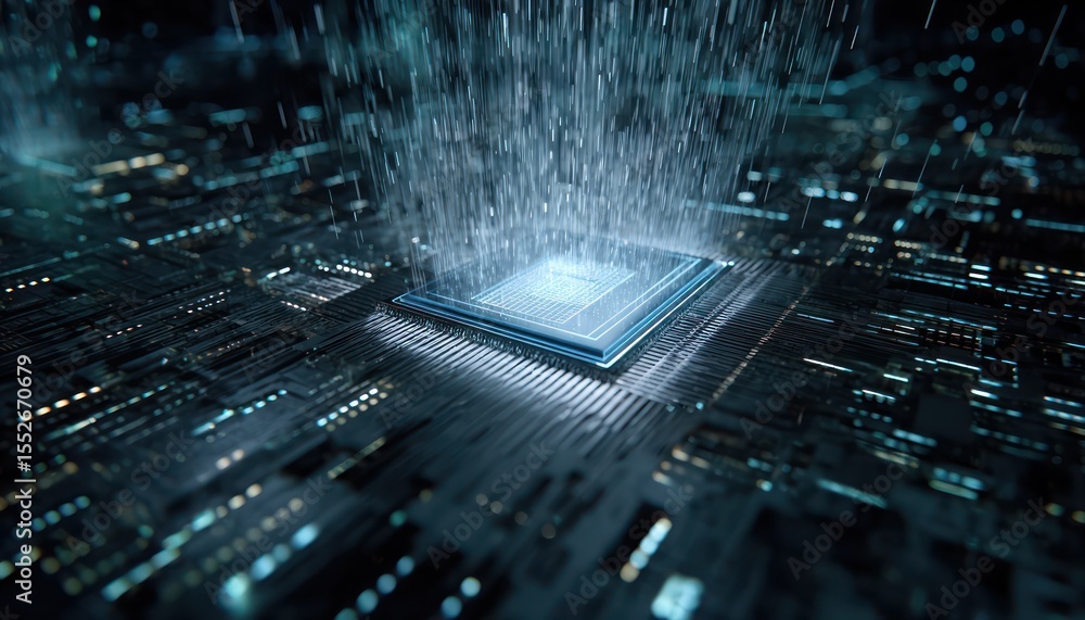 Poster futuristic technology: high-speed data transfer and connectivity in modern processor