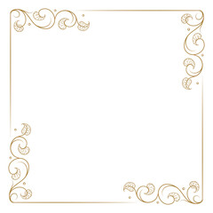 Floral square frame with scrolls and leaves. Vintage corner border for stationery and print.