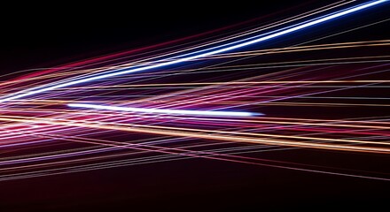 Abstract Light Streaks on Black Background