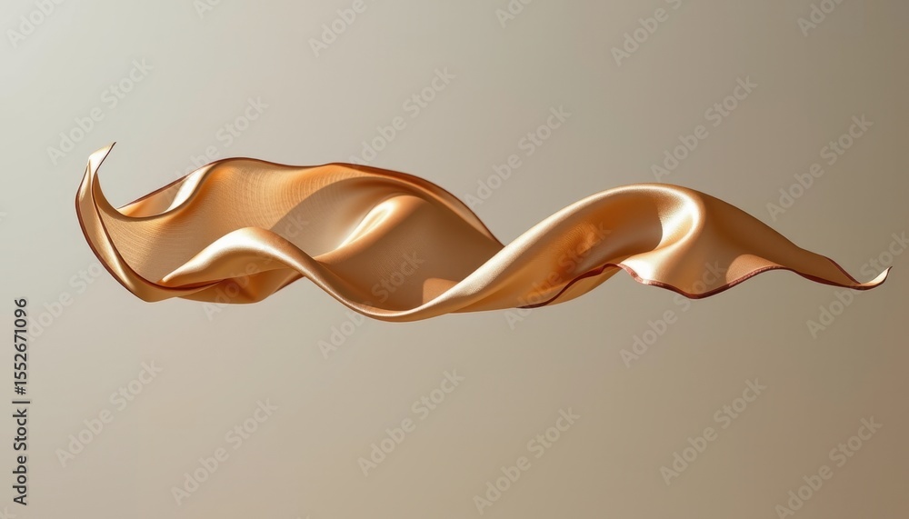 Poster an elegant golden fabric gracefully flows and undulates in a smooth, captivating motion, creating a 