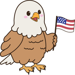 Eagle Holding Small US Flag