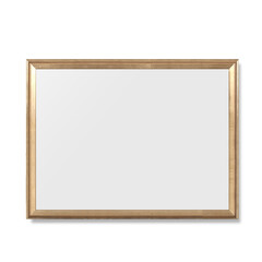 A blank rectangular mirror framed in gold, designed for reflection and decoration.