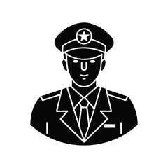 Black and White Silhouette of a Man in Uniform with Star on Hat